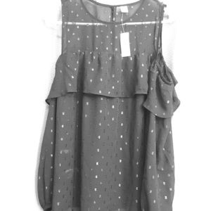 Black open shoulder blouse.